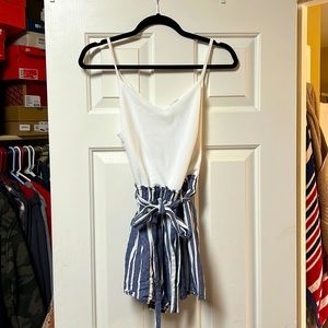 White and denim summer romper- size medium